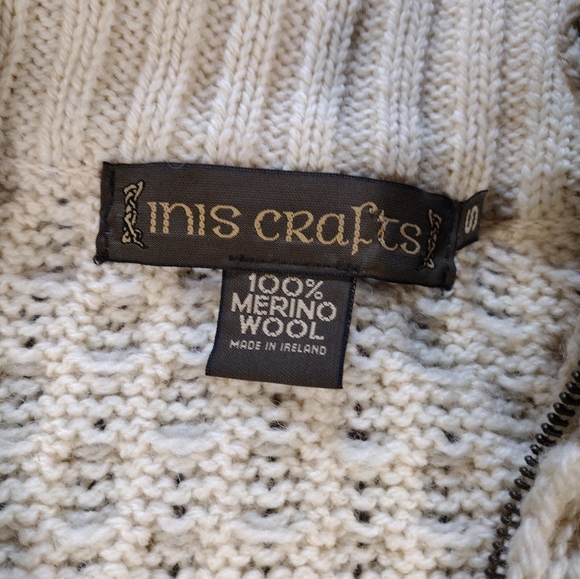 Vintage Made in Ireland Inis Crafts 100% Merino Wool Full Zip Cardigan Sweater - Picture 5 of 8